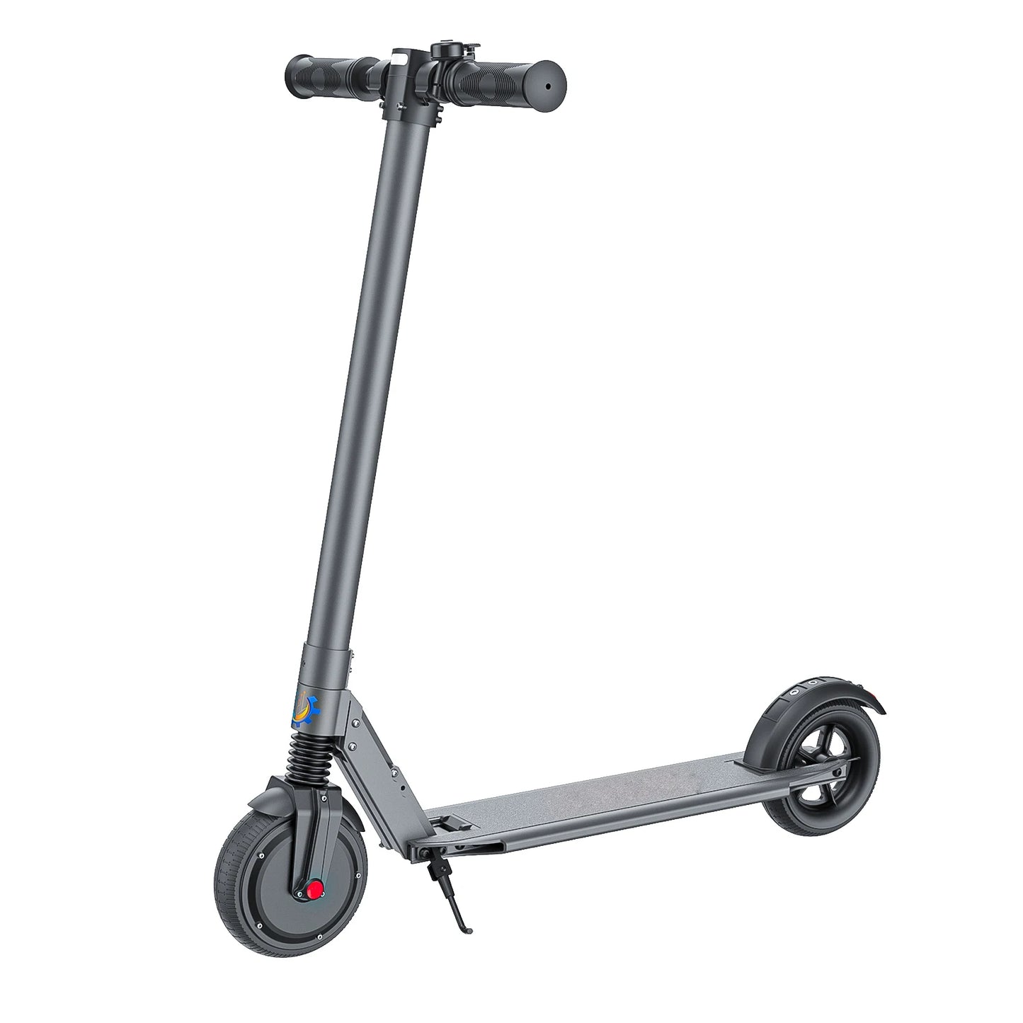 A black COROMA electric scooter with a front suspension system, displayed against a white background.