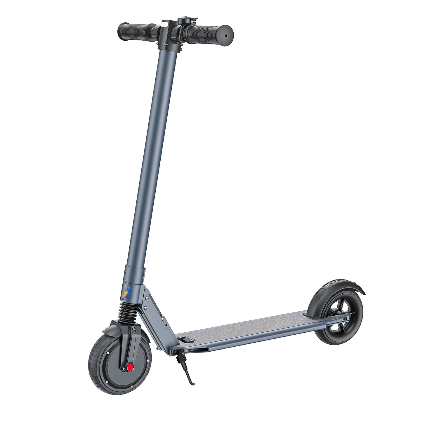 A black COROMA electric scooter with a front suspension system, displayed against a white background.