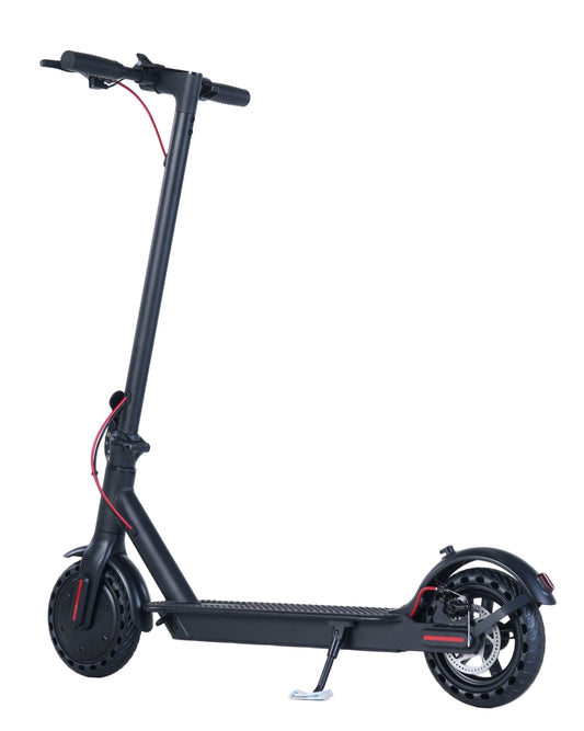 Black electric scooter on a white background