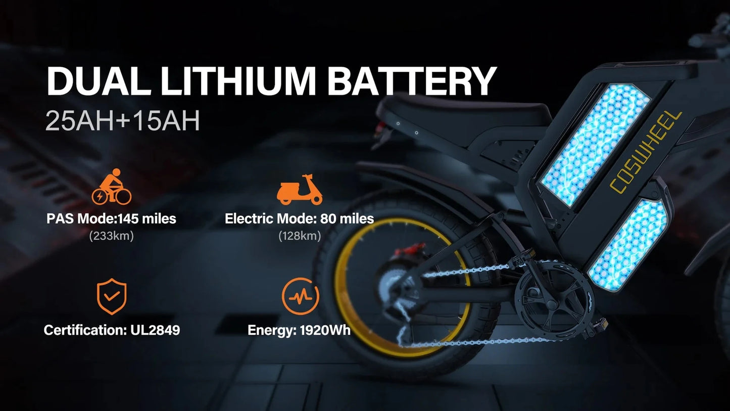 COSWHEEL - Electric bike GT20 1500W, GT20 Max 2000W(Most Powerfull) & GT20 Pro 3000W
