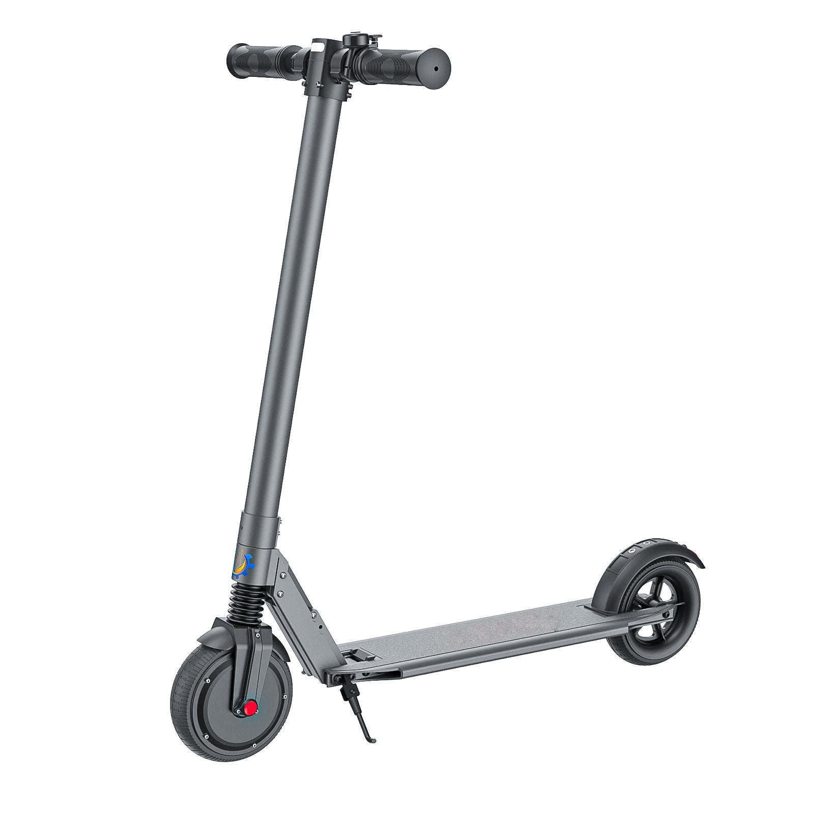 A black COROMA electric scooter with a front suspension system, displayed against a white background.