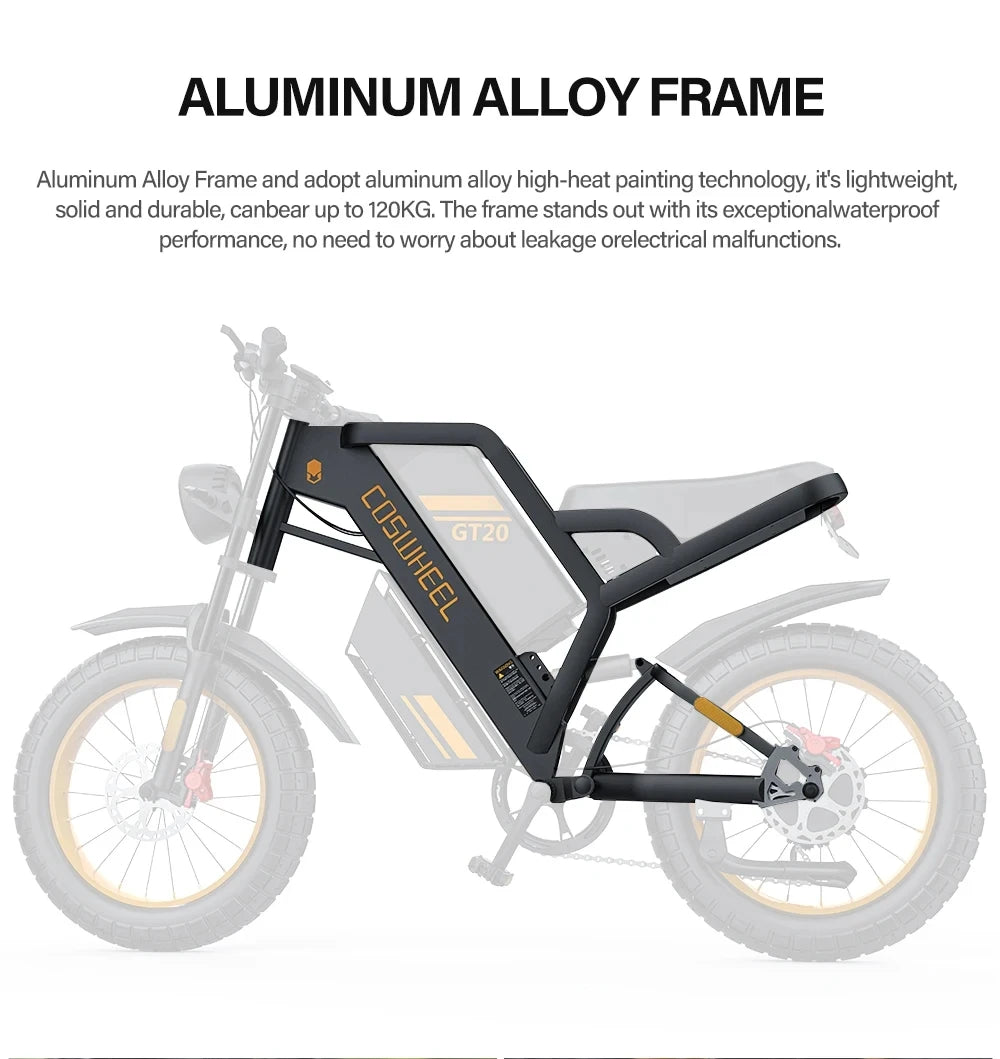 Electric bike with an aluminum alloy frame on a white background