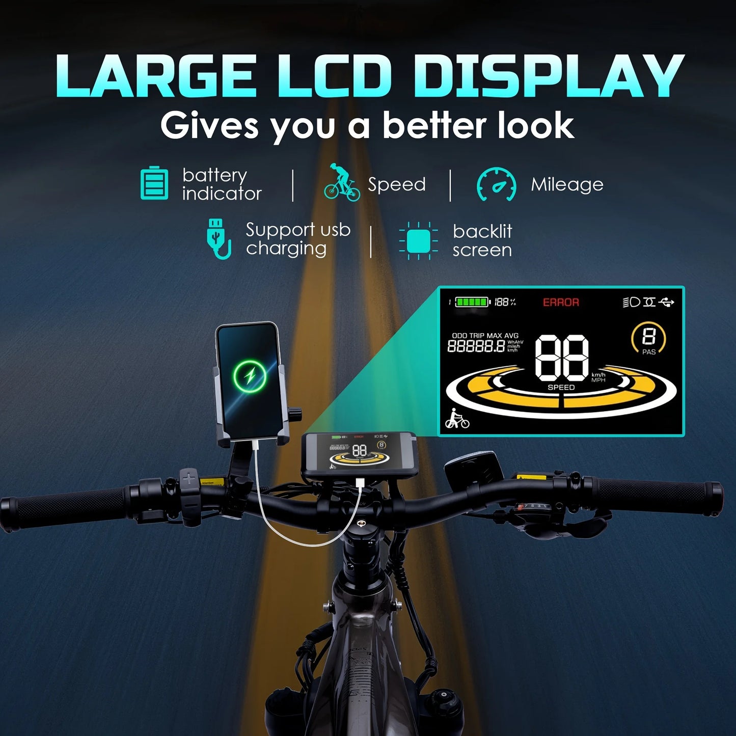 EODES - 26 inch 52V 750W Motor Electric Bike